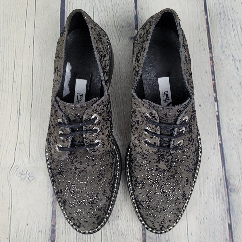 MIISTA LONDON | Adelaide studded suede laceup oxford shoes